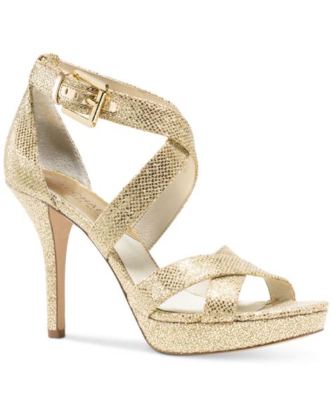 macys michael kors gold sandals|Michael Kors low heel sandals.